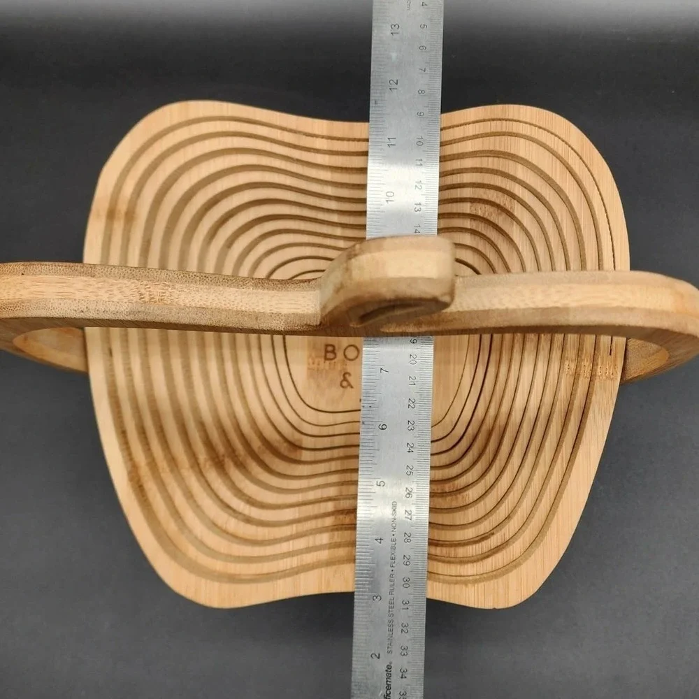 Bonnie & Pop Apple Collapsible Bamboo Fruit Basket Natural Wood‎ Large Decor